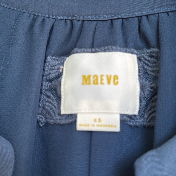 Anthropologie Maeve Teal Blue Velvet V Neck Short Sleeve Boho Dress Size XS - Picture 3 of 10